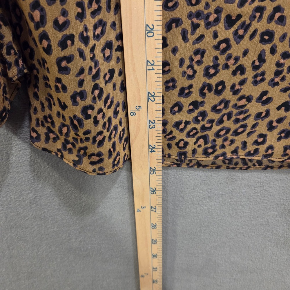 CeCe Ruffle Ruched Leopard Print Blouse Women's Size Small Office Romantic Chic - Picture 14 of 14